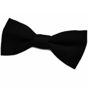 Boys Black Satin Plain Dickie Bow Tie on Elastic Formal Occasion